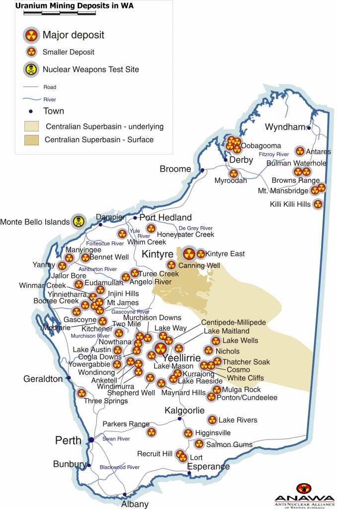 Uranium Deposits in WA map – Mineral Policy Institute